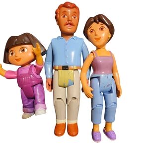 DORA THE EXPLORER DOLL FAMILY (LOT OF 3 )MOM, DAD DORA